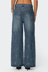 Jainie Grommet Low Rise Baggy Jeans