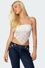 Sheer Lace Handkerchief Top