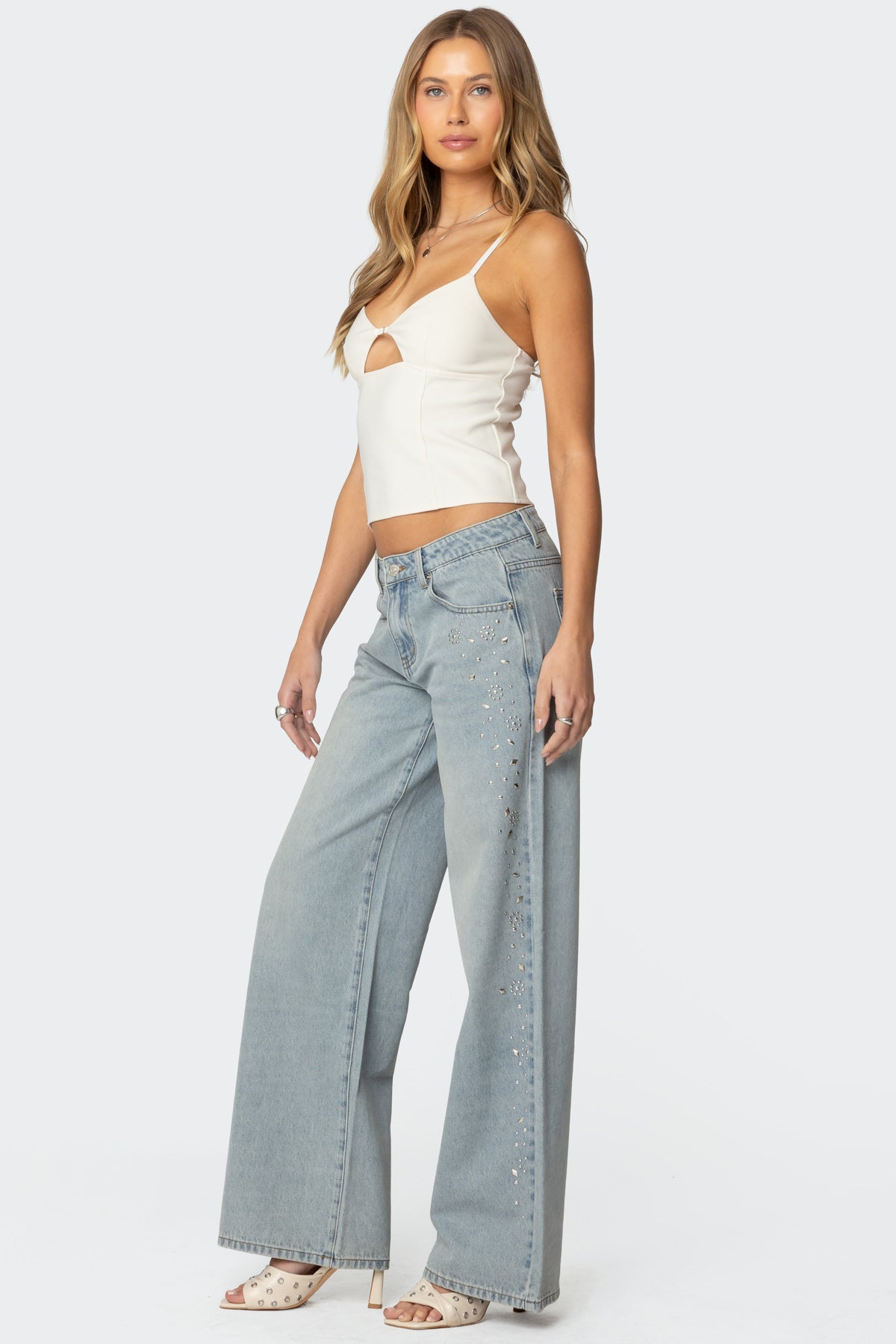 Everly Studded Low Rise Baggy Jeans