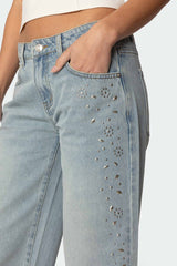 Everly Studded Low Rise Baggy Jeans