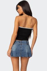 Enora Embroidered Rose Tube Top