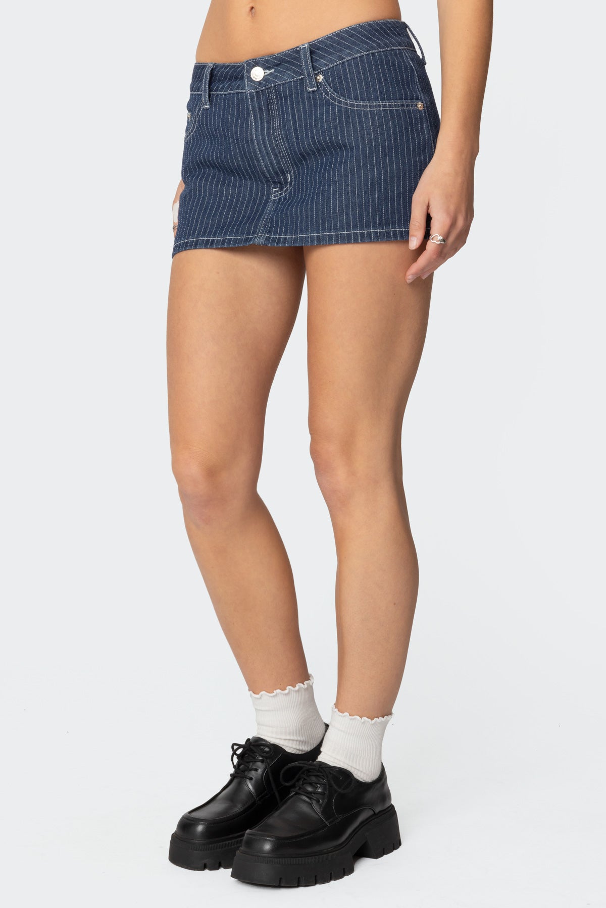 Neria Pinstripe Denim Micro Skort