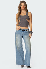 Paint Splatter Low Rise Baggy Jeans