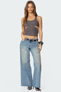 Paint Splatter Low Rise Baggy Jeans