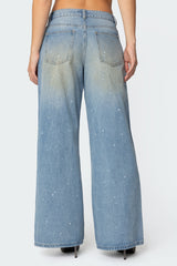Paint Splatter Low Rise Baggy Jeans