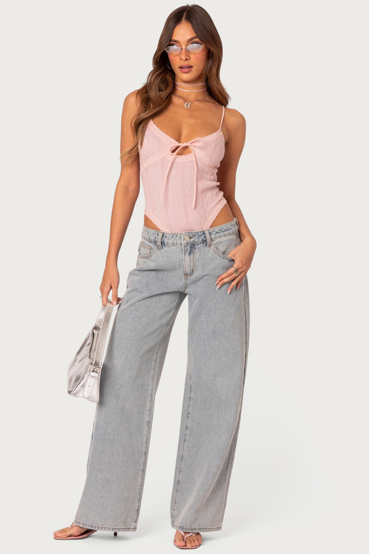 Bow Pocket Low Rise Baggy Jeans