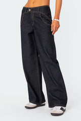 Western Low Rise Wide Leg Jeans