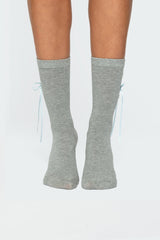 Ribbon & Flower Button Socks