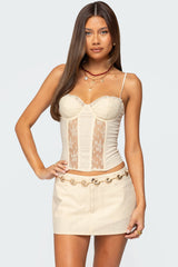 Avena Linen Look Lacey Corset
