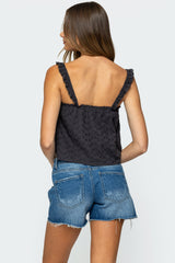 Tami Eyelet Ruffle Tank Top
