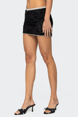 Klea Velvet Embroidery Mini Skirt