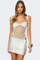 Shelley Asymmetric Crochet Top