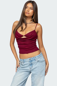 Layered Bra Cowl Neck Top