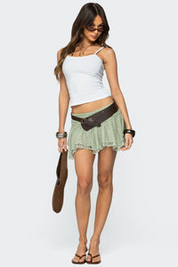 Asymmetric Layered Lace Mesh Mini Skort