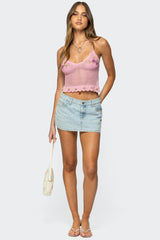 Quince Backless Embroidered Crochet Top