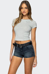 Lihi Striped Boat Neck Top