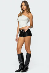 Grommet Faux Leather Micro Shorts