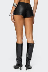 Grommet Faux Leather Micro Shorts