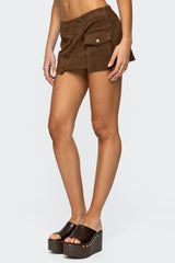 Asymmetric Studded Faux Suede Mini Skort