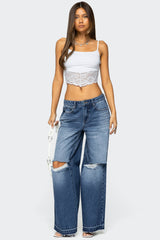 Xenia Distressed Low Rise Baggy Jeans