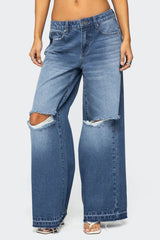 Xenia Distressed Low Rise Baggy Jeans