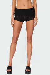 Rye Sheer Textured Foldover Shorts