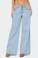 Stassie Studded Low Rise Baggy Jeans