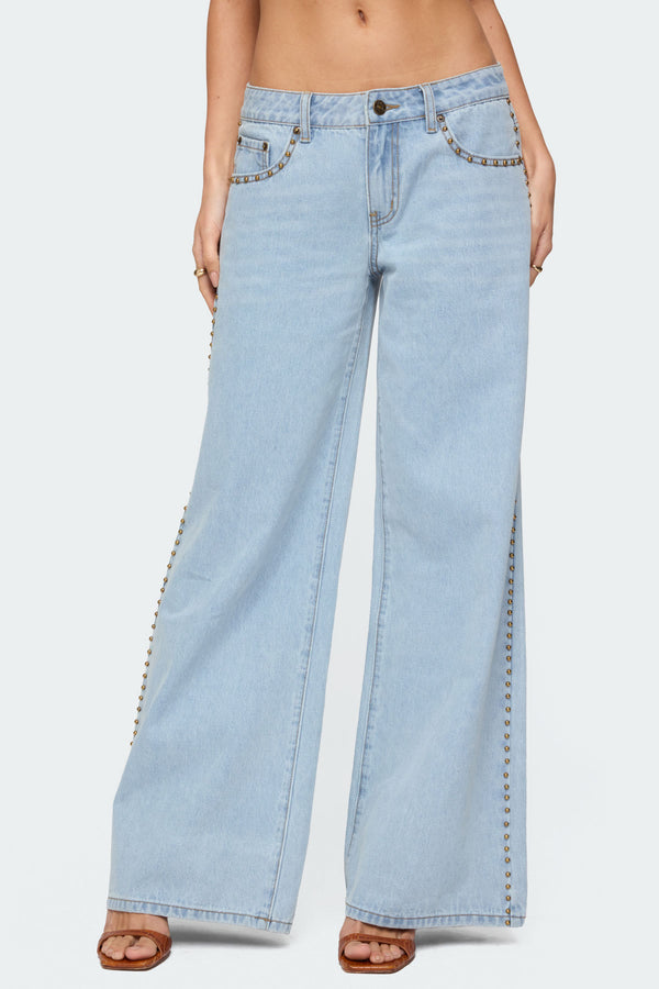 Stassie Studded Low Rise Baggy Jeans
