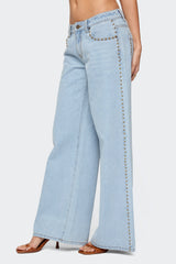Stassie Studded Low Rise Baggy Jeans