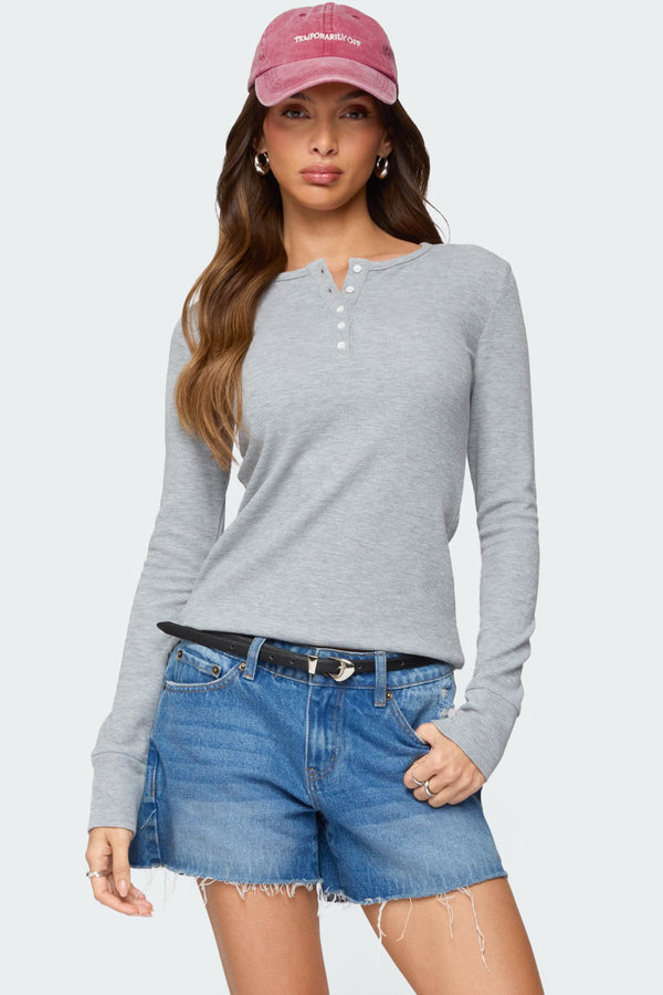 Helaine Waffle Henley T Shirt
