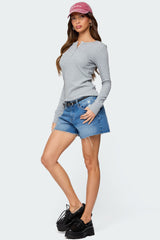 Helaine Waffle Henley T Shirt