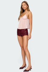 Dotted Chiffon Babydoll Tank Top