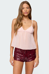 Dotted Chiffon Babydoll Tank Top
