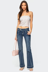 Mixed Floral Pointelle Tube Top