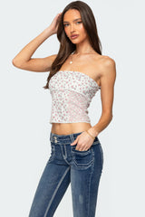 Mixed Floral Pointelle Tube Top