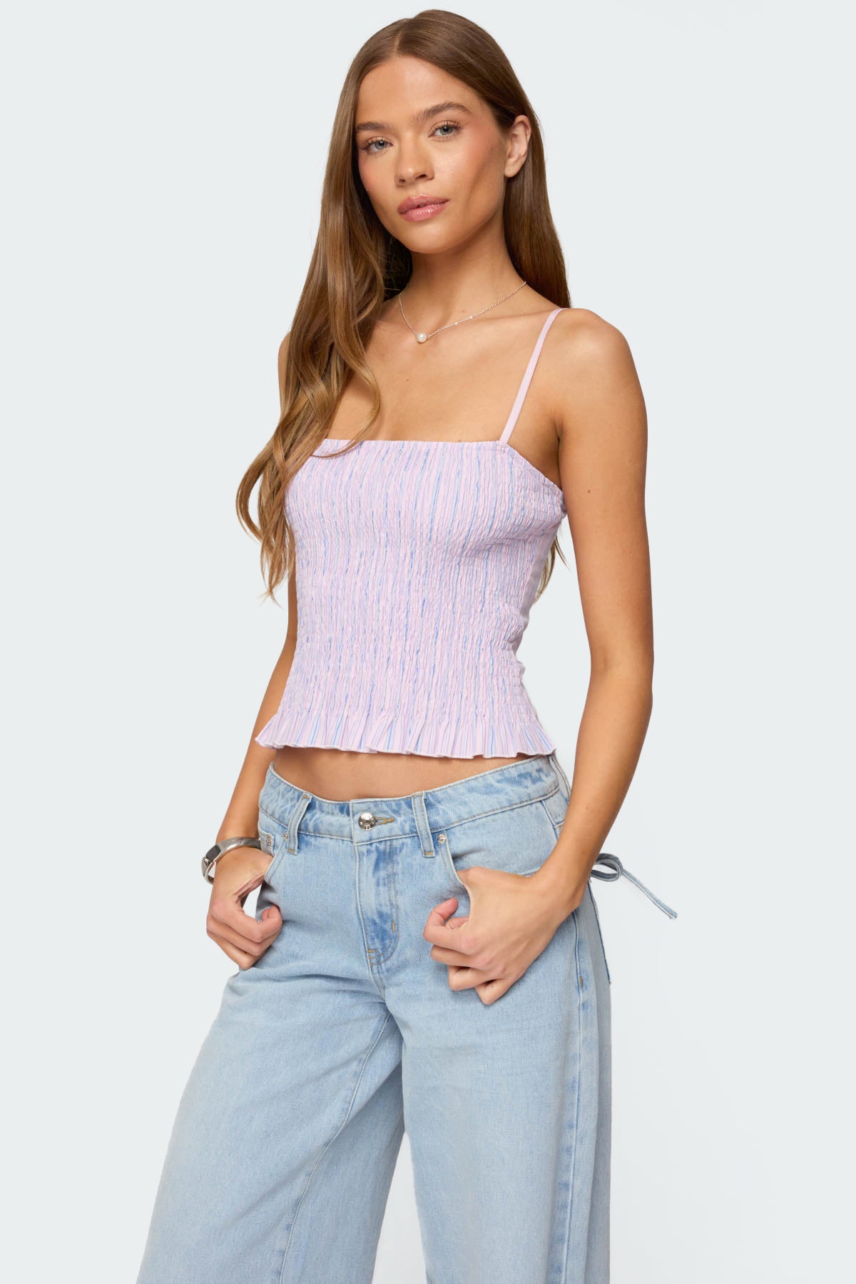 Leela Scrunch Striped Tank Top