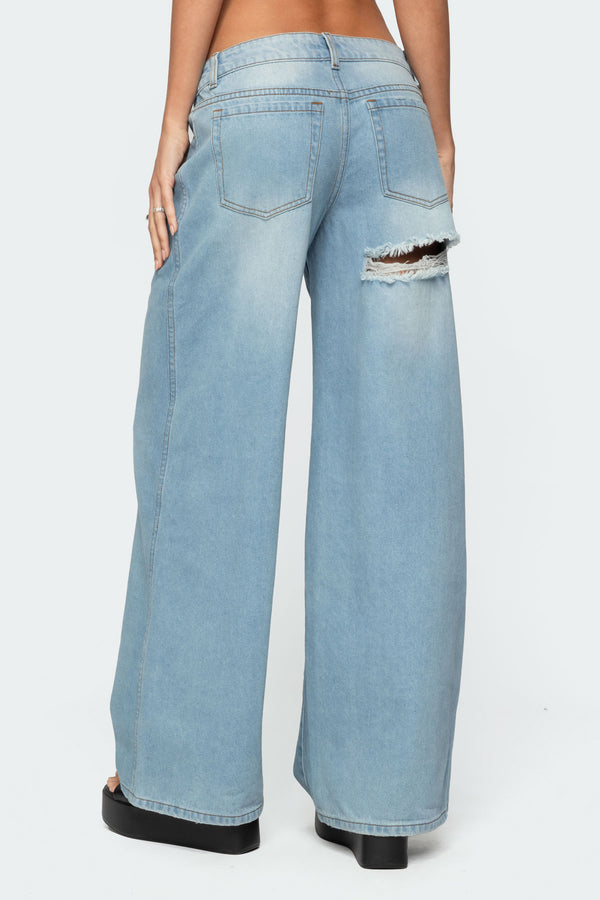 Ripley Distressed Low Rise Baggy Jeans