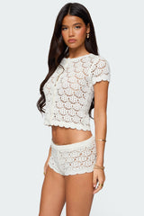 Elisa Open Knit Button Up Top