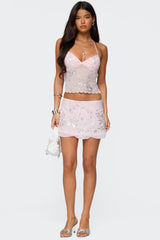 Nelley Beaded Sequin Chiffon Mini Skirt