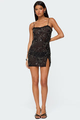 Romey Beaded Chiffon Mini Dress
