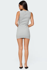 Rey Button Up Ribbed Mini Dress