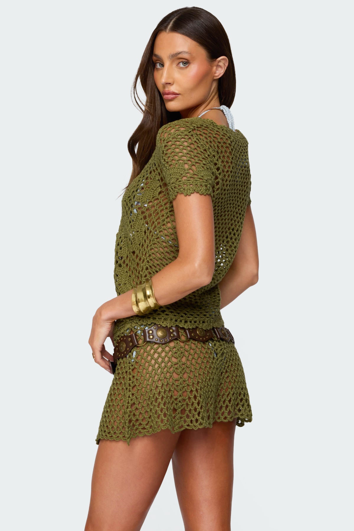 Mabelle Crochet Split Front Top