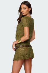 Mabelle Crochet Split Front Top