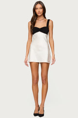 Contrast Satin Effect Mini Dress