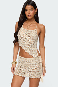 Alora Iridescent Crochet Backless Top