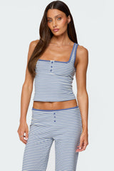 Monti Striped Henley Tank Top