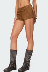 Sapir Fringe Faux Suede Shorts