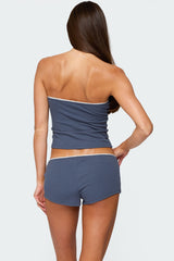 Isela Contrast Pointelle Tube Top