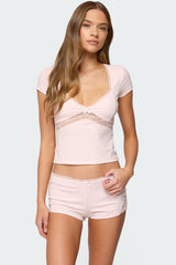 Arcadia Lacey V Neck Top