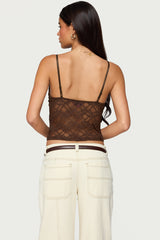 Sheer Lace Cut Out Tank Top